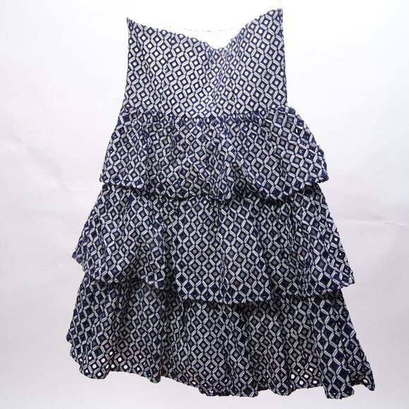 White House Black Market Women’s Size 2 Strapless Dress Navy White - Picture 2 of 2